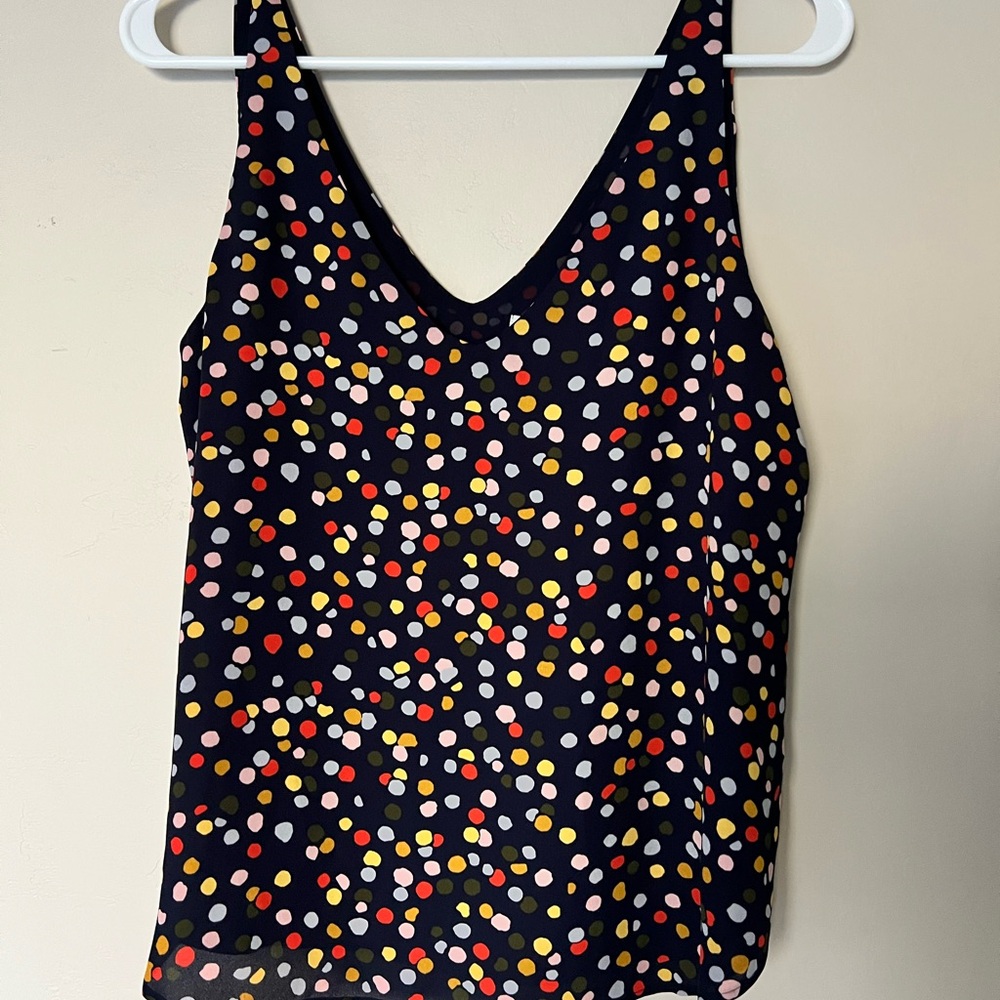 LOFT Black and Red Fitted Camisole Top